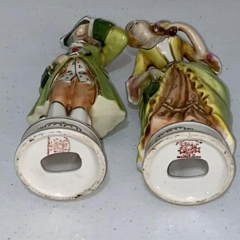 Moriyama Victorian Courting Couple 7.5” Figurines Vintage Made in Occupied Japan
